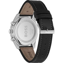 Load image into Gallery viewer, Hugo Boss Skytraveller Chronograph Silver Dial Black Leather Strap Watch for Men - 1514147