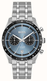 Hugo Boss Tourmaster Chronograph Blue Dial Silver Steel Strap Watch for Men - 1514286
