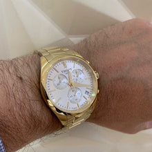 Load image into Gallery viewer, Tissot PR 100 Chronograph White Dial Gold Steel Strap Watch for Men - T150.417.33.031.00