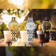 Load image into Gallery viewer, Seiko Presage Cocktail Time Automatic Diamonds Gold Dial Gold Steel Strap Watch for Women - SRE018J1