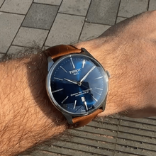 Load image into Gallery viewer, Tissot Chemin des Tourelles Automatic Powermatic 80 Blue Dial Brown Leather Strap Watch for Men - T139.407.16.041.00