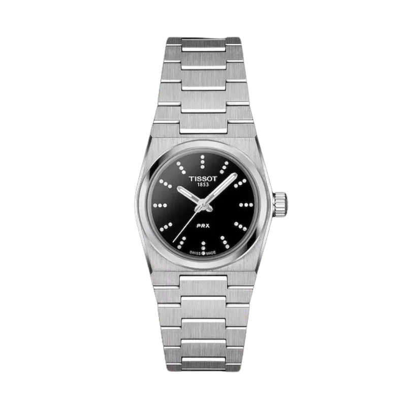 Tissot PRX Quartz Diamonds Black Dial Silver Steel Strap Watch for Women - T137.010.11.056.00