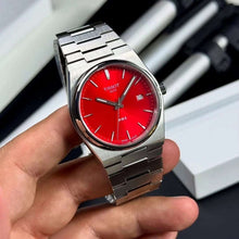 Load image into Gallery viewer, Tissot PRX Quartz Red Dial Silver Steel Strap Watch for Men - T137.410.11.421.00