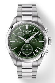 Tissot PR 100 Chronograph Green Dial Silver Steel Strap Watch for Men - T150.417.11.091.00