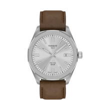 Load image into Gallery viewer, Tissot PRC 100 Solar Quartz Silver Dial Brown Leather Strap Watch for Men - T151.422.16.031.00