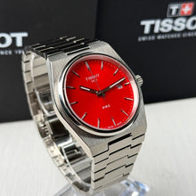 Load image into Gallery viewer, Tissot PRX Quartz Red Dial Silver Steel Strap Watch for Men - T137.410.11.421.00