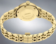 Load image into Gallery viewer, Seiko Presage Cocktail Time Automatic Diamonds Gold Dial Gold Steel Strap Watch for Women - SRE018J1