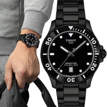 Load image into Gallery viewer, Tissot Seastar 1000 Quartz Black Dial Black Steel Strap Watch for Men - T120.410.33.051.00