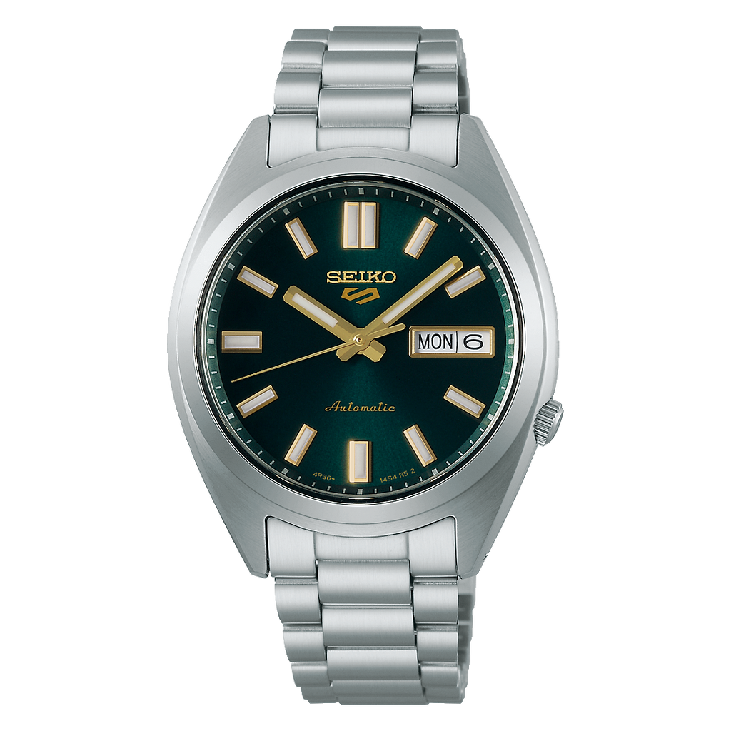 Seiko 5 Sports Automatic Green Dial Silver Steel Strap Watch for Men - SRPL57K1