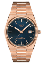 Load image into Gallery viewer, Tissot PRX Powermatic 80 Blue Dial Rose Gold Steel Strap Watch for Men - T137.407.33.041.00