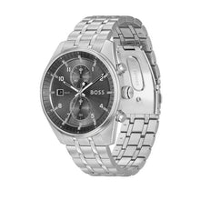 Load image into Gallery viewer, Hugo Boss Skytraveller Chronograph Grey Dial Silver Steel Strap Watch for Men - 1514151