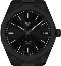 Load image into Gallery viewer, Tissot PRC 100 Solar Quartz Black Dial Black Steel Strap Watch for Men - T151.422.33.051.00