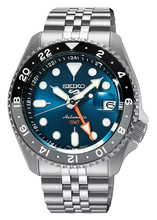 Load image into Gallery viewer, Seiko 5 Sports SKX Racers Heritage Velocity Blue Dial Silver Steel Strap Watch for Men - SSK045K1