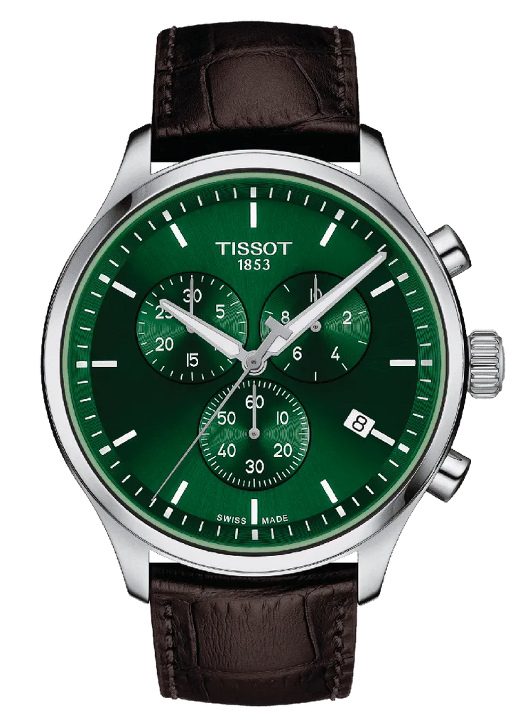 Tissot Chrono XL Classic Green Dial Brown Leather Strap Watch for Men - T116.617.16.092.00