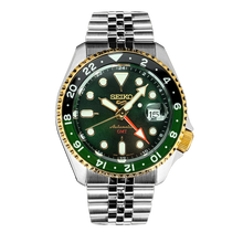 Load image into Gallery viewer, Seiko 5 Sports Forest Green Sunrise Limited Edition Green Dial Silver Steel Strap Watch for Men - SSK050K1