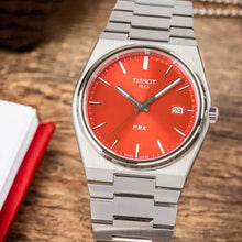 Load image into Gallery viewer, Tissot PRX Quartz Red Dial Silver Steel Strap Watch for Men - T137.410.11.421.00