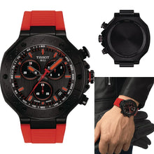 Load image into Gallery viewer, Tissot T Race Chronograph Black Dial Red Rubber Strap Watch for Men - T141.417.37.061.01