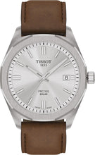 Load image into Gallery viewer, Tissot PRC 100 Solar Quartz Silver Dial Brown Leather Strap Watch for Men - T151.422.16.031.00