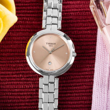 Load image into Gallery viewer, Tissot T-Lady Flamingo Diamonds Pink Dial Silver Steel Strap Watch for Women - T094.210.11.336.00
