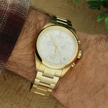 Load image into Gallery viewer, Tissot PR 100 Chronograph White Dial Gold Steel Strap Watch for Men - T150.417.33.031.00