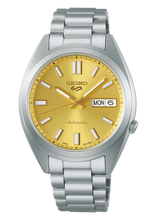 Load image into Gallery viewer, Seiko 5 Sports SNXS Automatic Gold Dial Silver Steel Strap Watch for Men - SRPL59K1