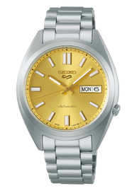 Seiko 5 Sports SNXS Automatic Gold Dial Silver Steel Strap Watch for Men - SRPL59K1
