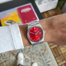 Load image into Gallery viewer, Tissot PRX Quartz Red Dial Silver Steel Strap Watch for Women - T137.210.11.421.00