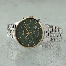 Load image into Gallery viewer, Hugo Boss Avery Chronograph Green Dial Silver Steel Strap Watch for Men - 1514159