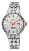 Load image into Gallery viewer, Seiko Presage Cocktail Time Skydiving Automatic Diamonds Mother of Pearl Dial Silver Steel Strap Watch for Women - SRE009J1