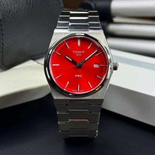 Load image into Gallery viewer, Tissot PRX Quartz Red Dial Silver Steel Strap Watch for Men - T137.410.11.421.00