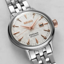 Load image into Gallery viewer, Seiko Presage Cocktail Time Skydiving Automatic Diamonds Mother of Pearl Dial Silver Steel Strap Watch for Women - SRE009J1