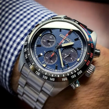 Load image into Gallery viewer, Seiko Prospex Speedtimer Solar Chronograph Blue Dial Silver Steel Strap Watch for Men - SSC815
