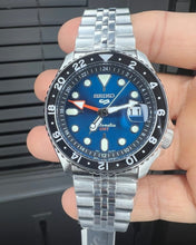 Load image into Gallery viewer, Seiko 5 Sports SKX Racers Heritage Velocity Blue Dial Silver Steel Strap Watch for Men - SSK045K1