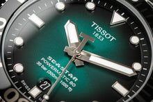 Load image into Gallery viewer, Tissot Seastar 1000 Powermatic 80 Automatic Green Dial Silver Mesh Strap Watch for Men - T120.407.11.091.00