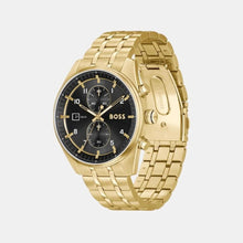 Load image into Gallery viewer, Hugo Boss Skytraveller Chronograph Black Dial Gold Steel Strap Watch for Men - 1514152