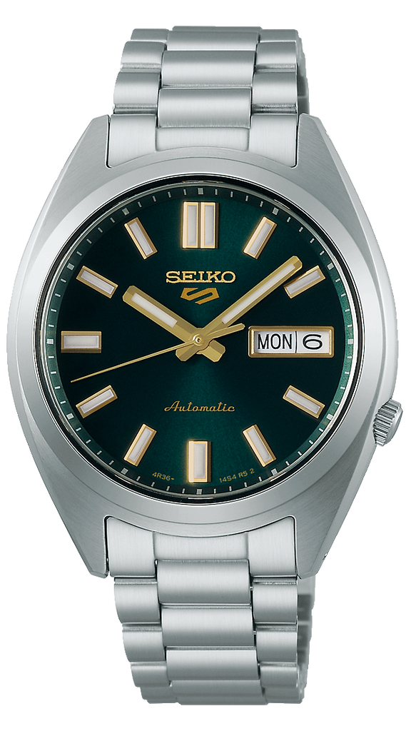 Seiko 5 Sports Automatic Green Dial Silver Steel Strap Watch for Men - SRPL57K1