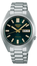 Seiko 5 Sports Automatic Green Dial Silver Steel Strap Watch for Men - SRPL57K1