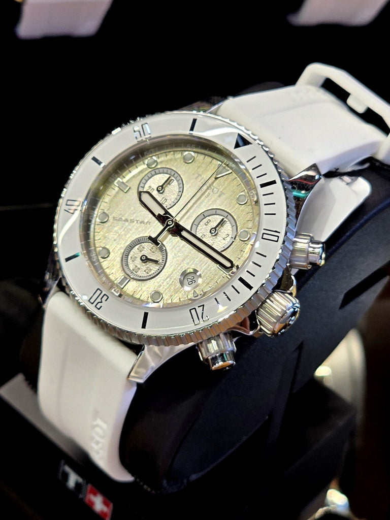Tissot Seastar 1000 Chronograph Grey Dial White Rubber Strap Watch for Men - T120.217.17.011.00