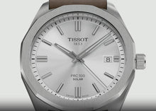 Load image into Gallery viewer, Tissot PRC 100 Solar Quartz Silver Dial Brown Leather Strap Watch for Men - T151.422.16.031.00