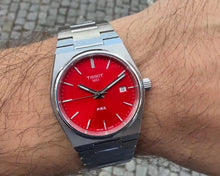 Load image into Gallery viewer, Tissot PRX Quartz Red Dial Silver Steel Strap Watch for Women - T137.210.11.421.00