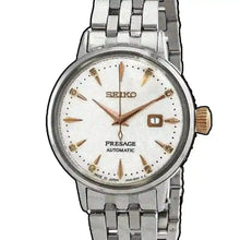 Load image into Gallery viewer, Seiko Presage Cocktail Time Skydiving Automatic Diamonds Mother of Pearl Dial Silver Steel Strap Watch for Women - SRE009J1