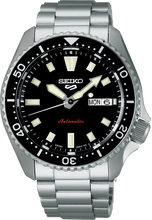Load image into Gallery viewer, Seiko 5 Sports SKX Automatic Black Dial Silver Steel Strap Watch for Men - SRPL85K1