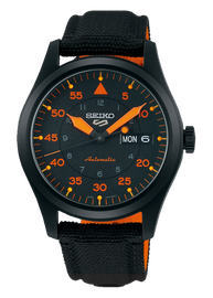 Seiko 5 Sports Flieger Pilot Automatic Black Dial Black Nylon Strap Watch for Men - SRPH33K1
