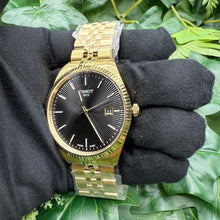 Load image into Gallery viewer, Tissot Ballade Quartz Black Dial Gold Steel Strap Watch for Men - T156.410.33.051.00