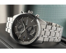 Load image into Gallery viewer, Hugo Boss Skytraveller Chronograph Grey Dial Silver Steel Strap Watch for Men - 1514151