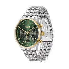 Load image into Gallery viewer, Hugo Boss Avery Chronograph Green Dial Silver Steel Strap Watch for Men - 1514159