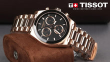 Load image into Gallery viewer, Tissot PRS 516 Chronograph Black Dial Rose Gold Steel Strap Watch for Men - T149.417.33.051.00