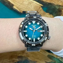 Load image into Gallery viewer, Seiko 5 Sports Automatic Turquoise Dial Grey Steel Strap Watch for Men - SRPC65J1