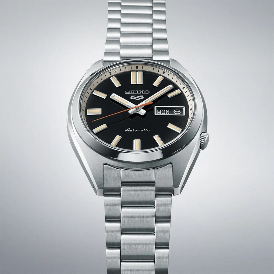 Seiko 5 Sports SNXS Series Automatic Black Dial Silver Steel Strap Watch for Men - SRPK89K1