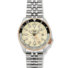 Load image into Gallery viewer, Seiko 5 GMT Sport Asia Exclusive Limited Edition Off White Dial Silver Steel Strap Watch for Men - SSK046K1